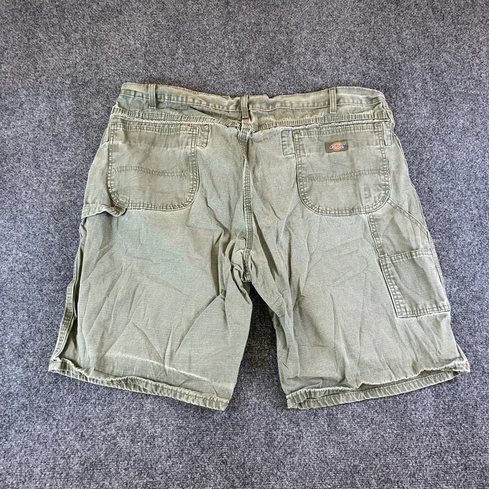 Dickies Carpenter Shorts Mens 44 Olive Green Ripstop Cotton Relaxed Fit Pockets